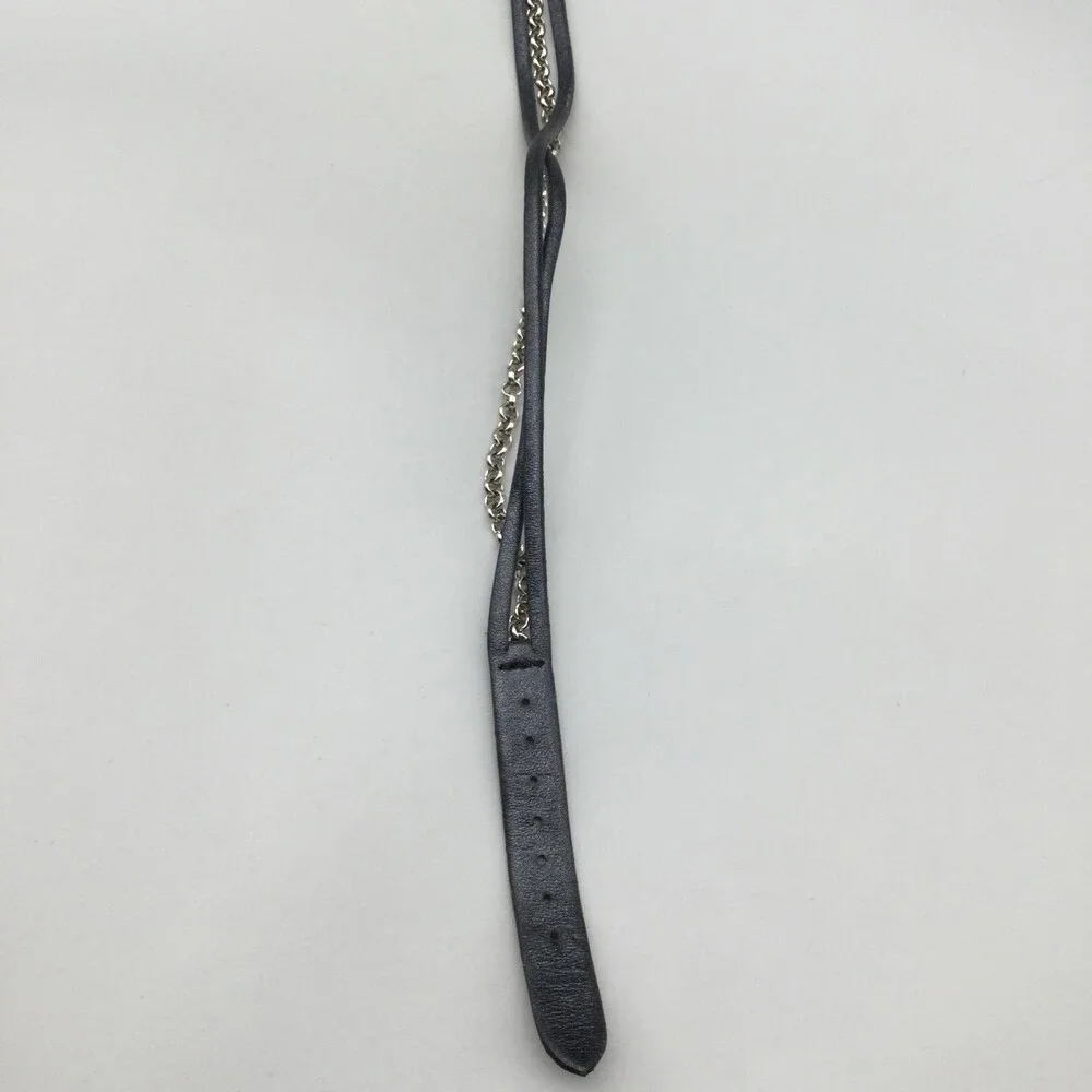 Avon Womens Watch 20mm White Dial Black Wrap Leather Chain Strap New Battery